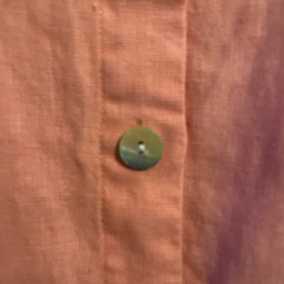 Orvis 100% Linen Button Front Pink Top Size Large - Picture 2 of 8